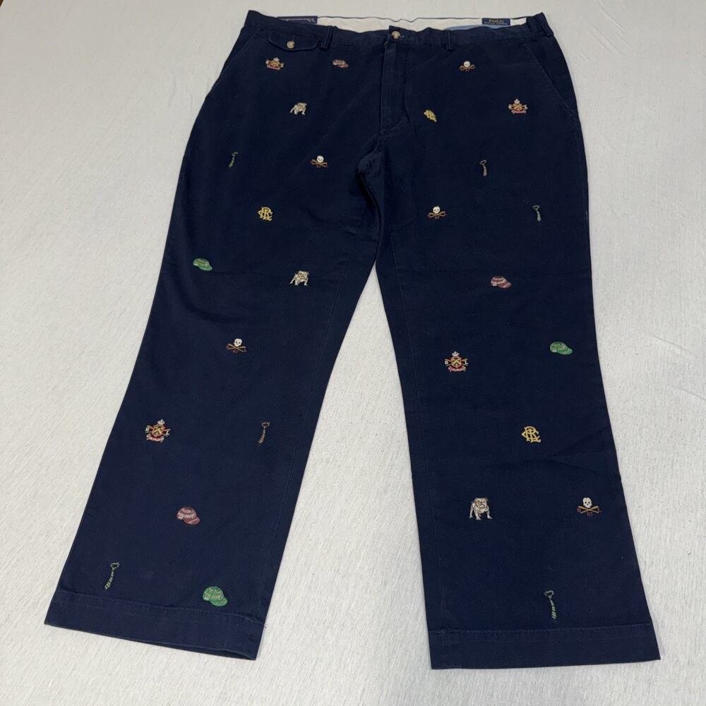 Polo Ralph Lauren chino pants sz 44Bx30 embroidered Bulldog logos AOP NWT
